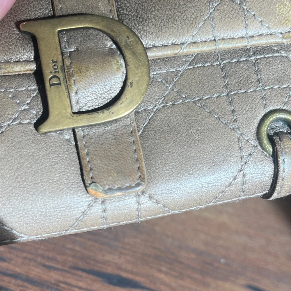Christian Dior Tan Quilted Leather Wallet